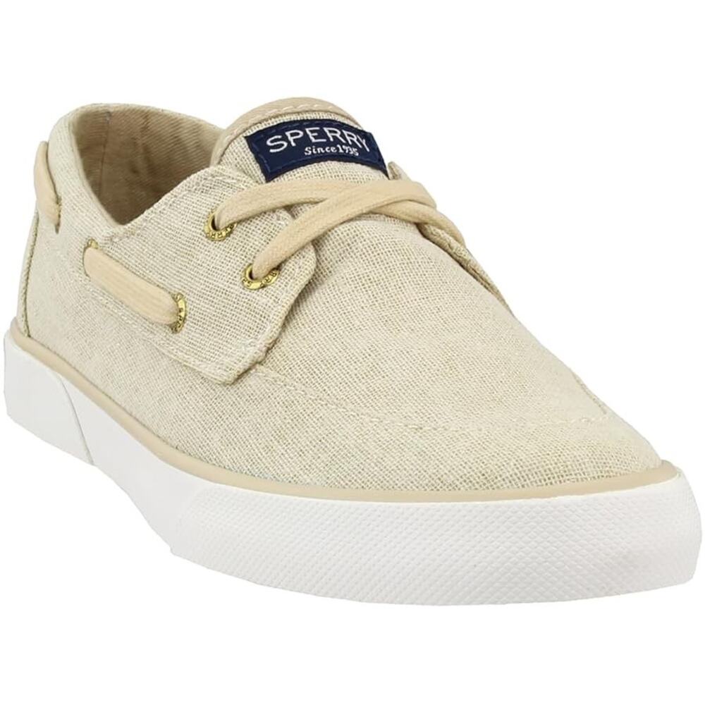 Sperry Beige Canvas Boat Shoe Sneakers with White Sole